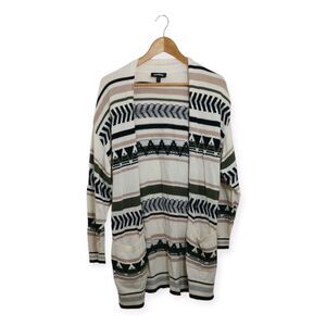 Express Women's Size Small Cardigan Sweater Duster Aztec White Cream